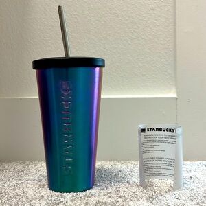 NWT Starbucks Iridescent holographic Cold Cup Stainless Metal Tumbler
